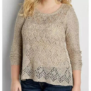 Maurices Gold Diamond Stitched Knit Sweater, Large